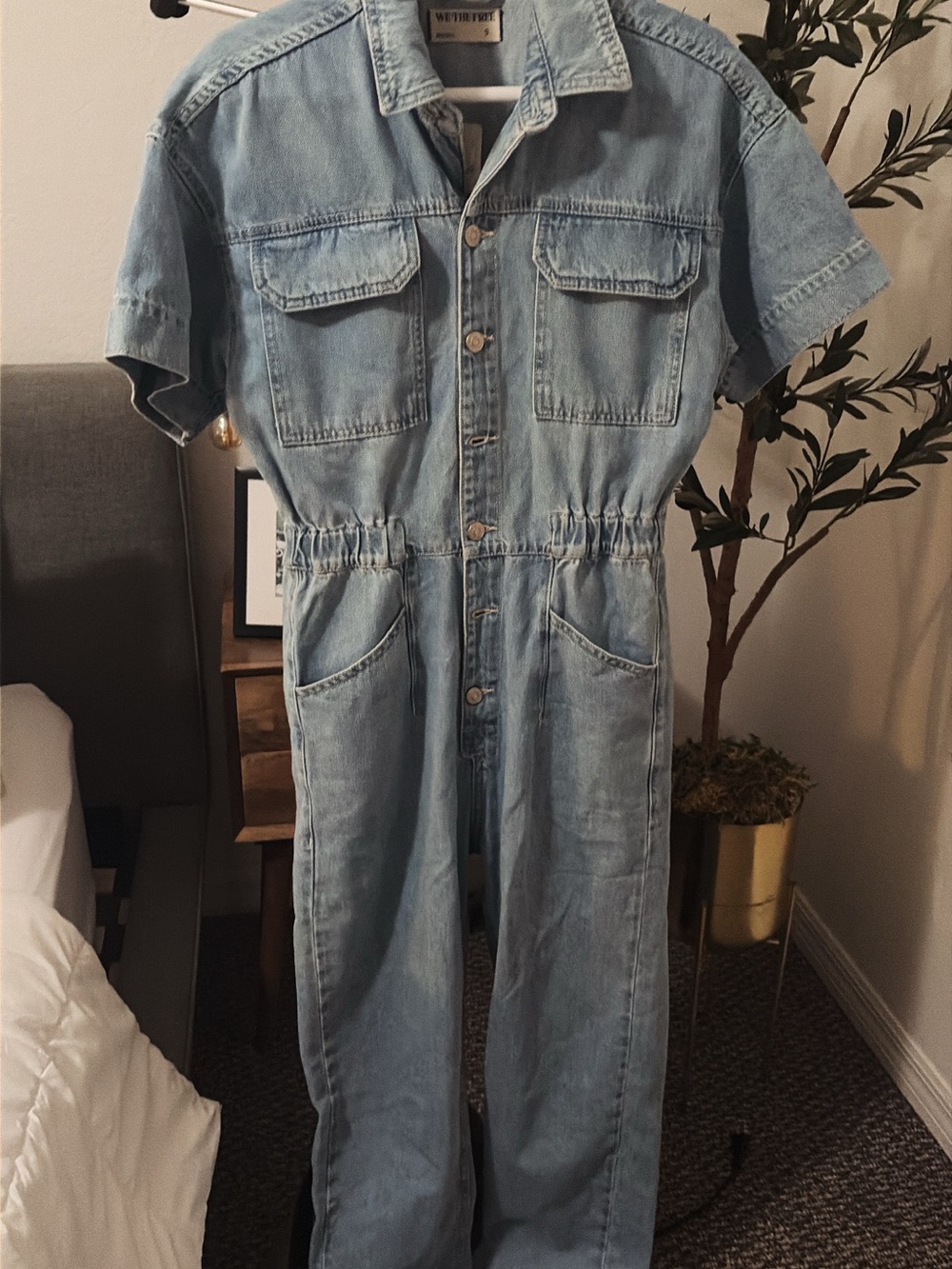 We The Free Light Blue Denim Relaxed Men's Jumpsuit